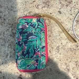 Lilly Pulitzer Pink and Green Satchel with Tropical Print